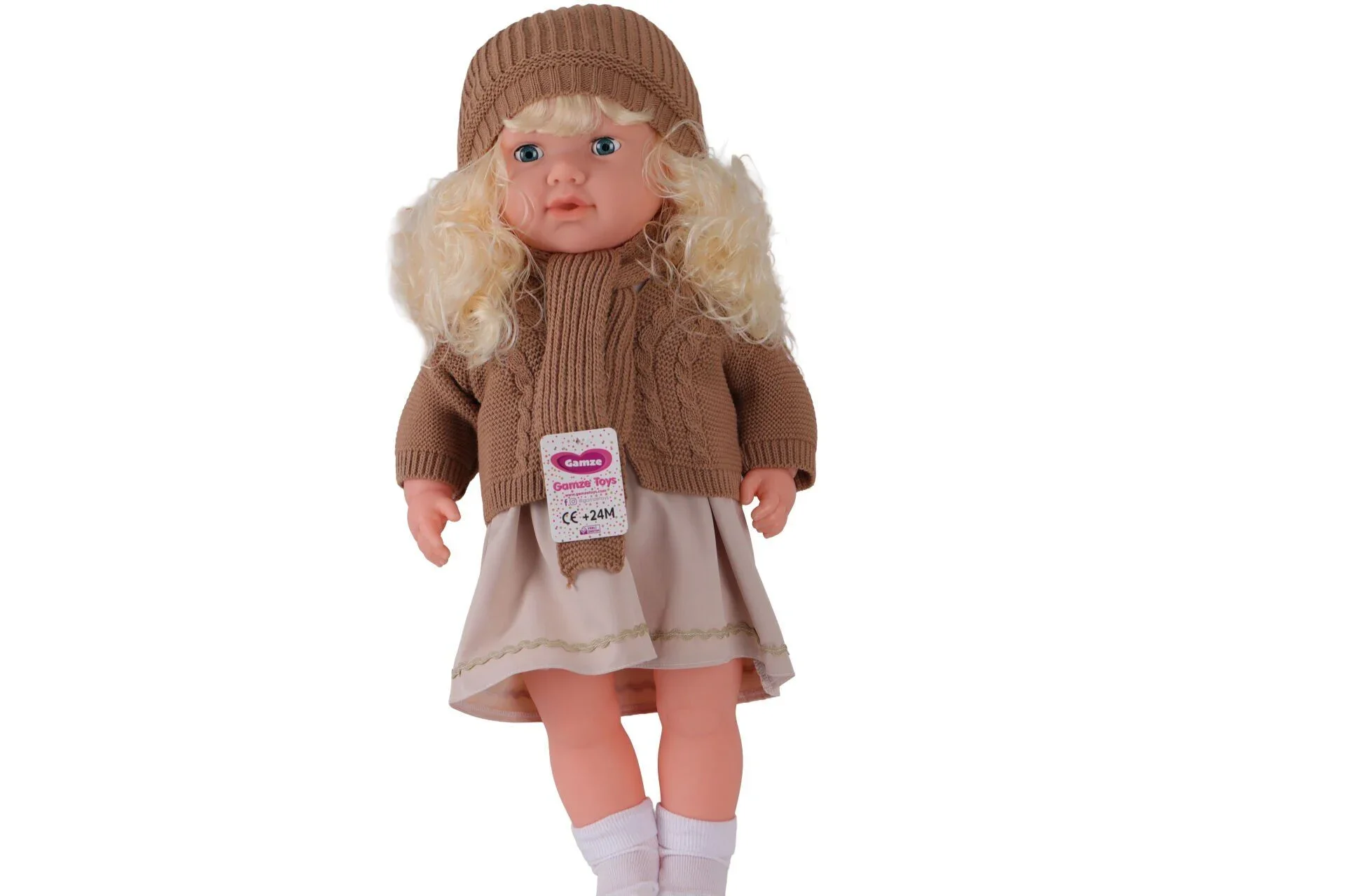 7959 60 Cm Trikolu Hırkalı Saçlı Büyük Bebek görsel 5