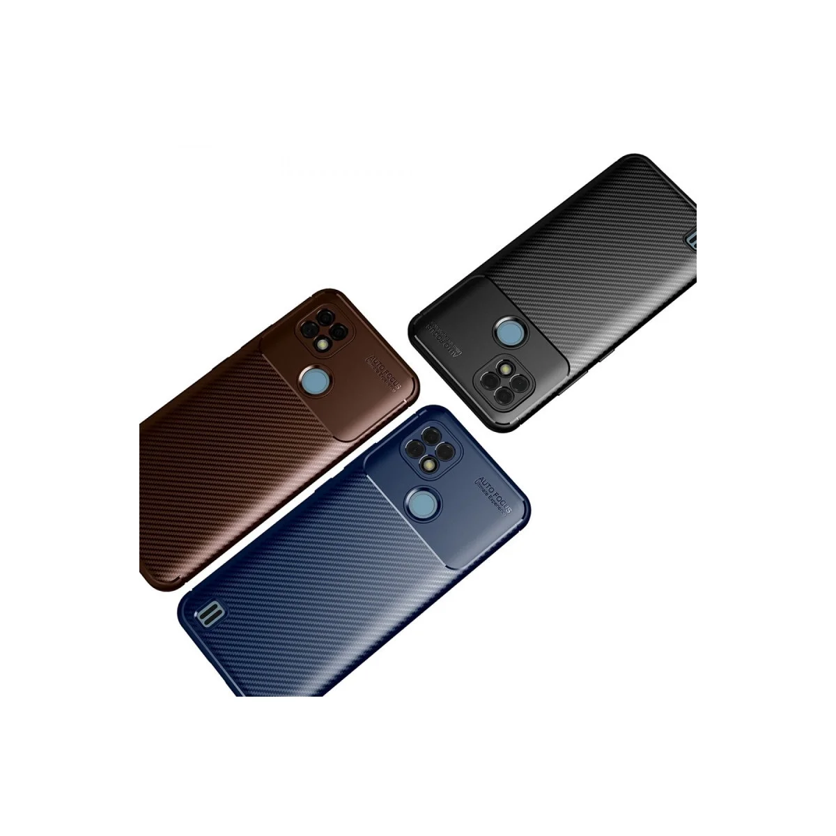 Realme C21 Kılıf Auto Focus Karbon Kapak - Siyah görsel 3