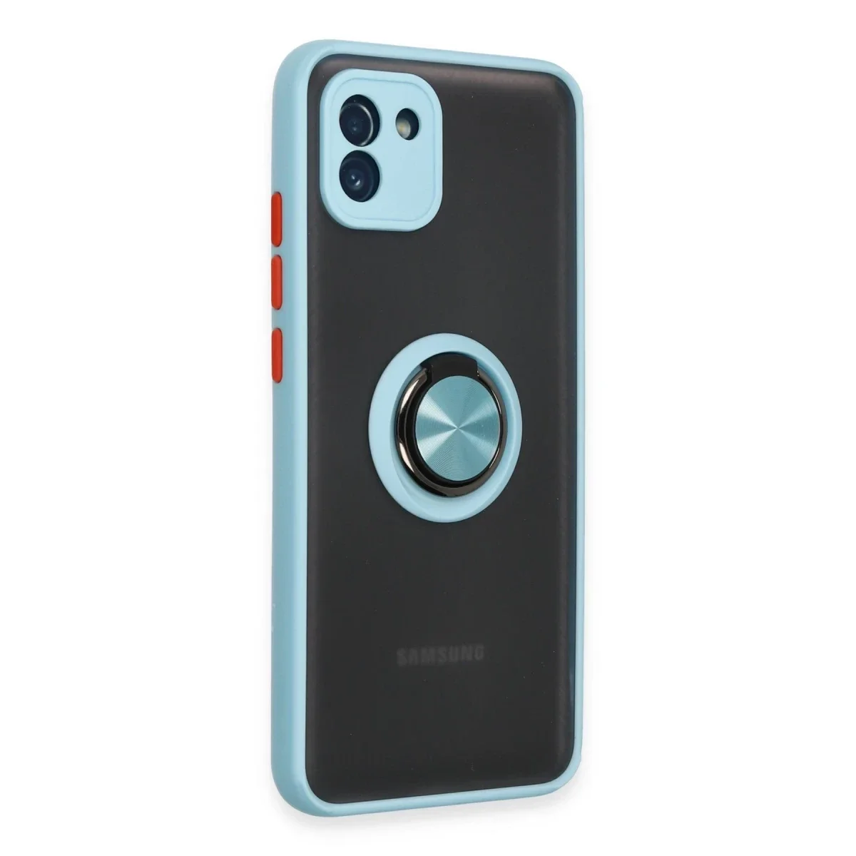 Samsung Galaxy A03 Kılıf Montreal Yüzüklü Silikon Kapak - Buz Mavi görsel 2