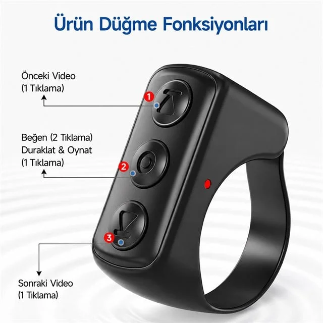 PM-24897 Kablosuz Bluetooth Yüzük Kumanda TikTok - Reels Kaydırma Uzaktan Deklanşör görsel 4