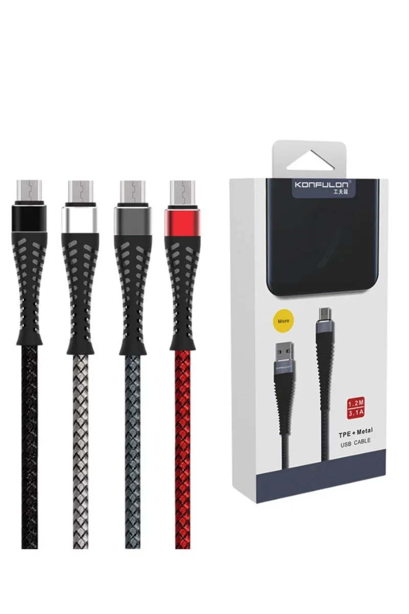 Konfulon S61 cro USB Kablo 1.2M 2.1A - Kırmızı görsel 2
