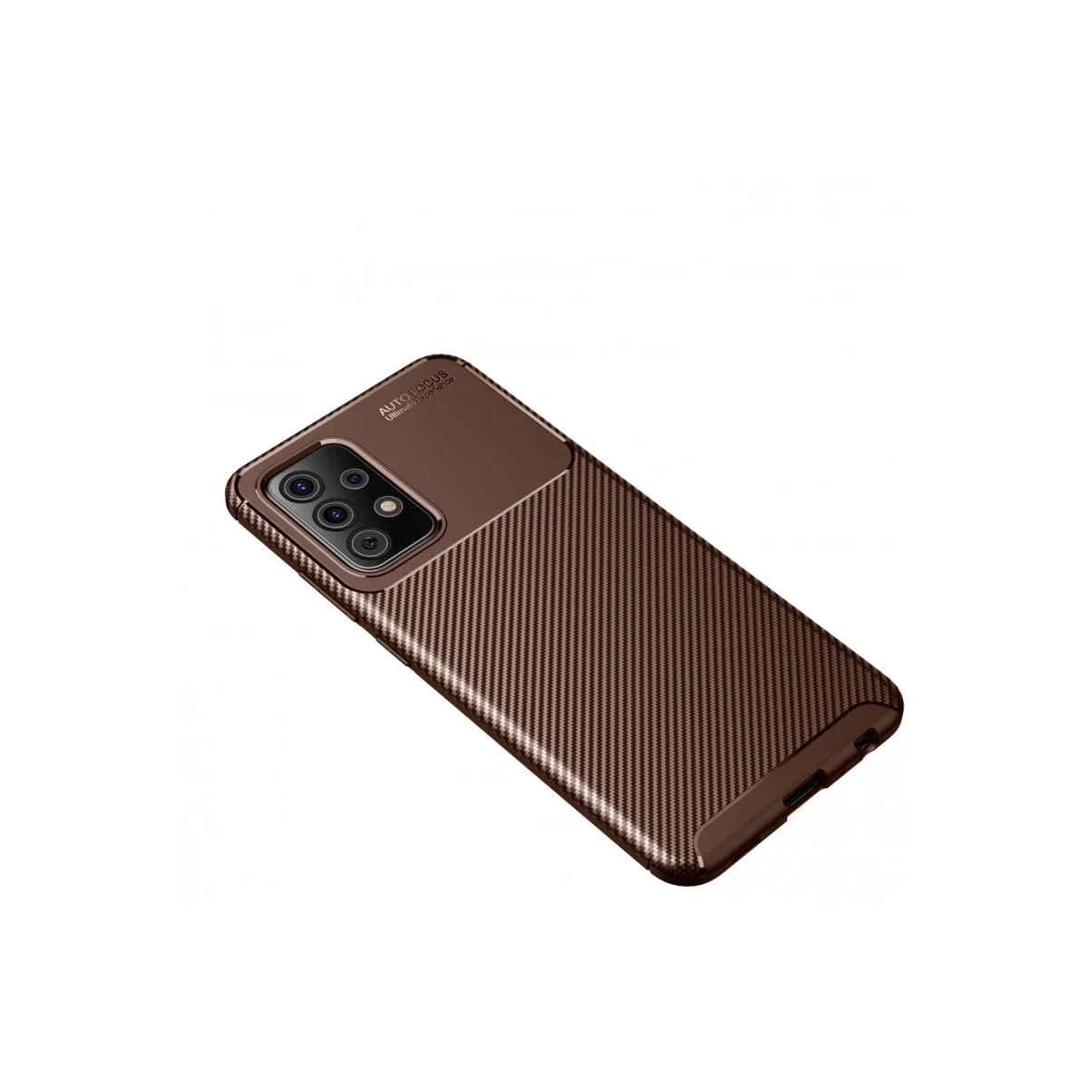 Samsung Galaxy A72 Kılıf Auto Focus Karbon Kapak - Kahverengi görsel 2