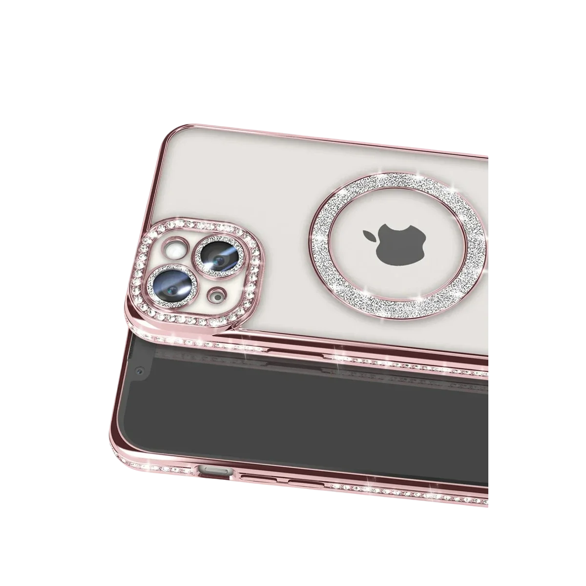 Apple iPhone 15 Kılıf Joke Simli Magneticsafe Kılıf - Pembe görsel 2