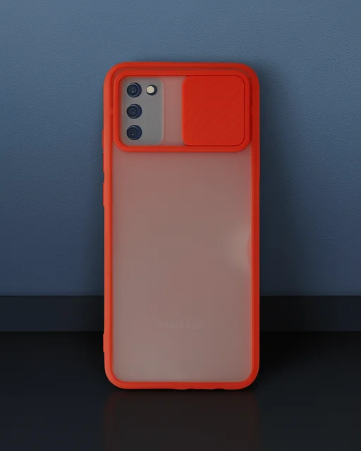 Samsung Galaxy A02s Kılıf Palm Buzlu Kamera Sürgülü Silikon - Kırmızı