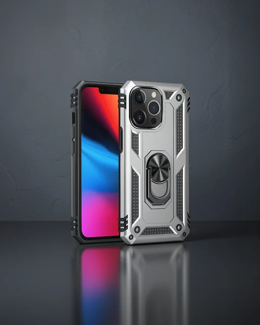Apple İphone 13 Pro Max Kılıf Sofya Yüzüklü Silikon Kapak - Gümüş