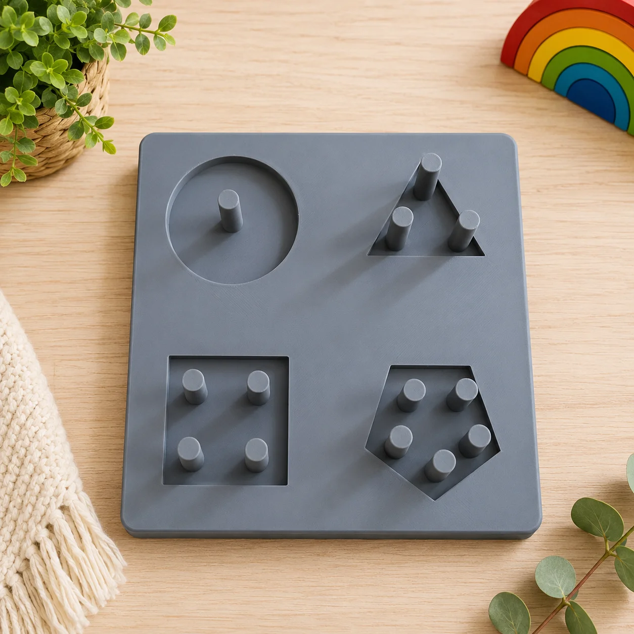 3D Baskı Montessori Şekil Eşleştirme Oyunu - Eğitici İnce Motor Beceri Seti görsel 3