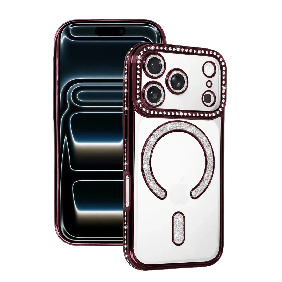 Apple İphone 18 Pro Max Joke Simli Magneticsafe Kılıf - Bordo