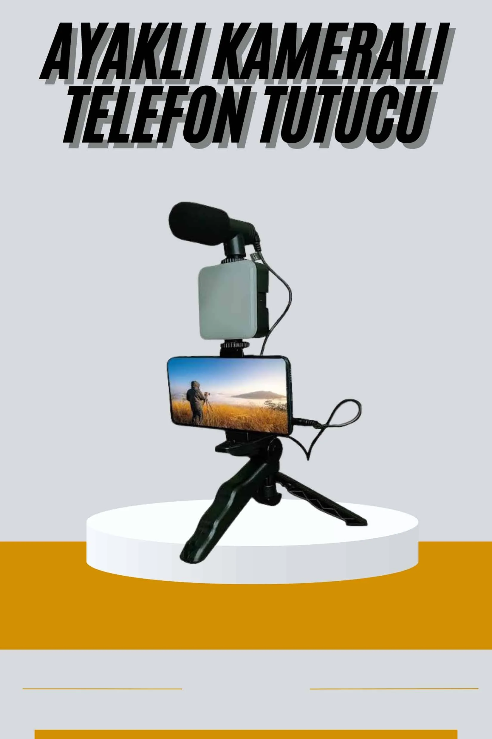 Tripod Telefon Tutucu Kumandalı krofon Led Işık Vlog Video Kayıt