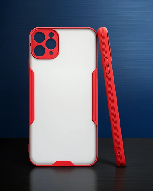 Apple İphone 11 Pro Max Kılıf Platin Silikon - Kırmızı