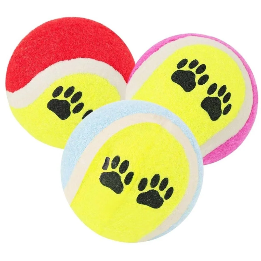 3lü Renkli Desenli Tenis Topu Kedi Köpek Oyuncağı (adet fiyatıdır) görsel 5