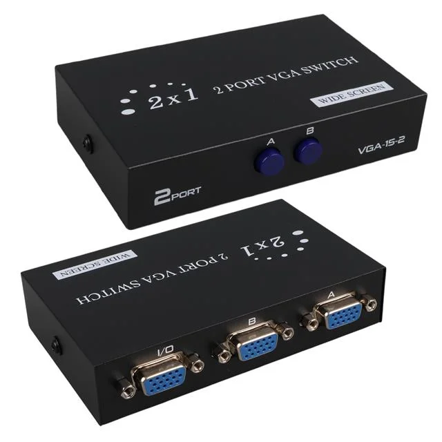 PM-4263 2 Port Giriş 1 Çıkış Manuel VGA Splitter Toplayıcı Switch (2 PC 1 Ekran) görsel 2