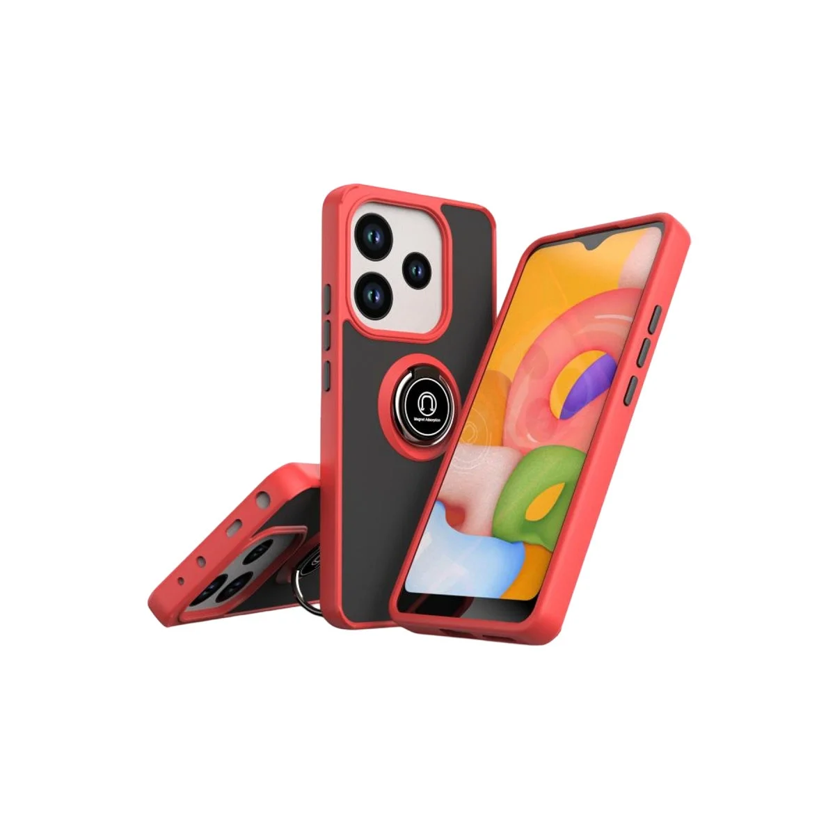 Xiao Red Note 14 4g Montreal Yüzüklü Silikon Kapak - Kırmızı