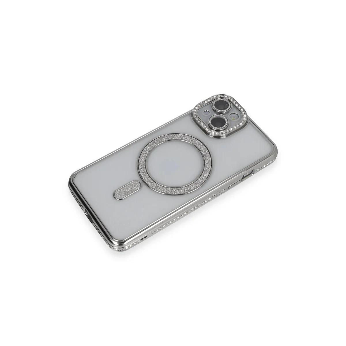 Apple İphone 13 Kılıf Joke Simli Magneticsafe Kılıf - Gümüş görsel 3