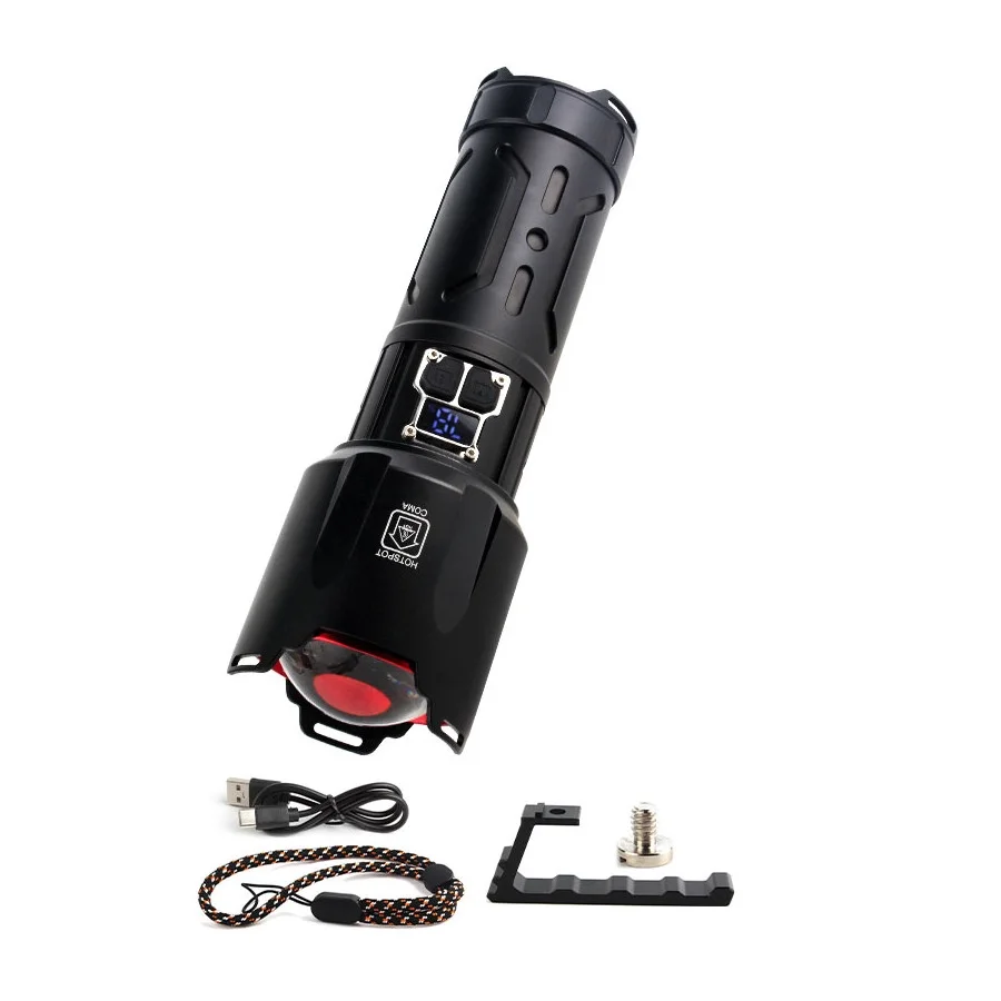 BD-4 60W TG LED Alüminyum Alaşımlı Zoomlu Type-C Dijital Göstergeli Şarjlı El Feneri görsel 6