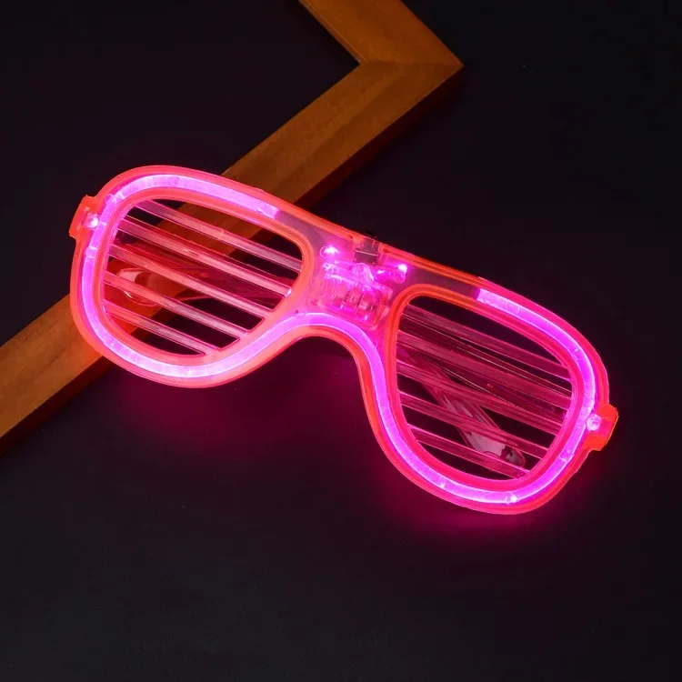 Pembe Led Işıklı Parti Gözlüğü - Neon Glow Şerit Gözlük 3 Modlu görsel 5