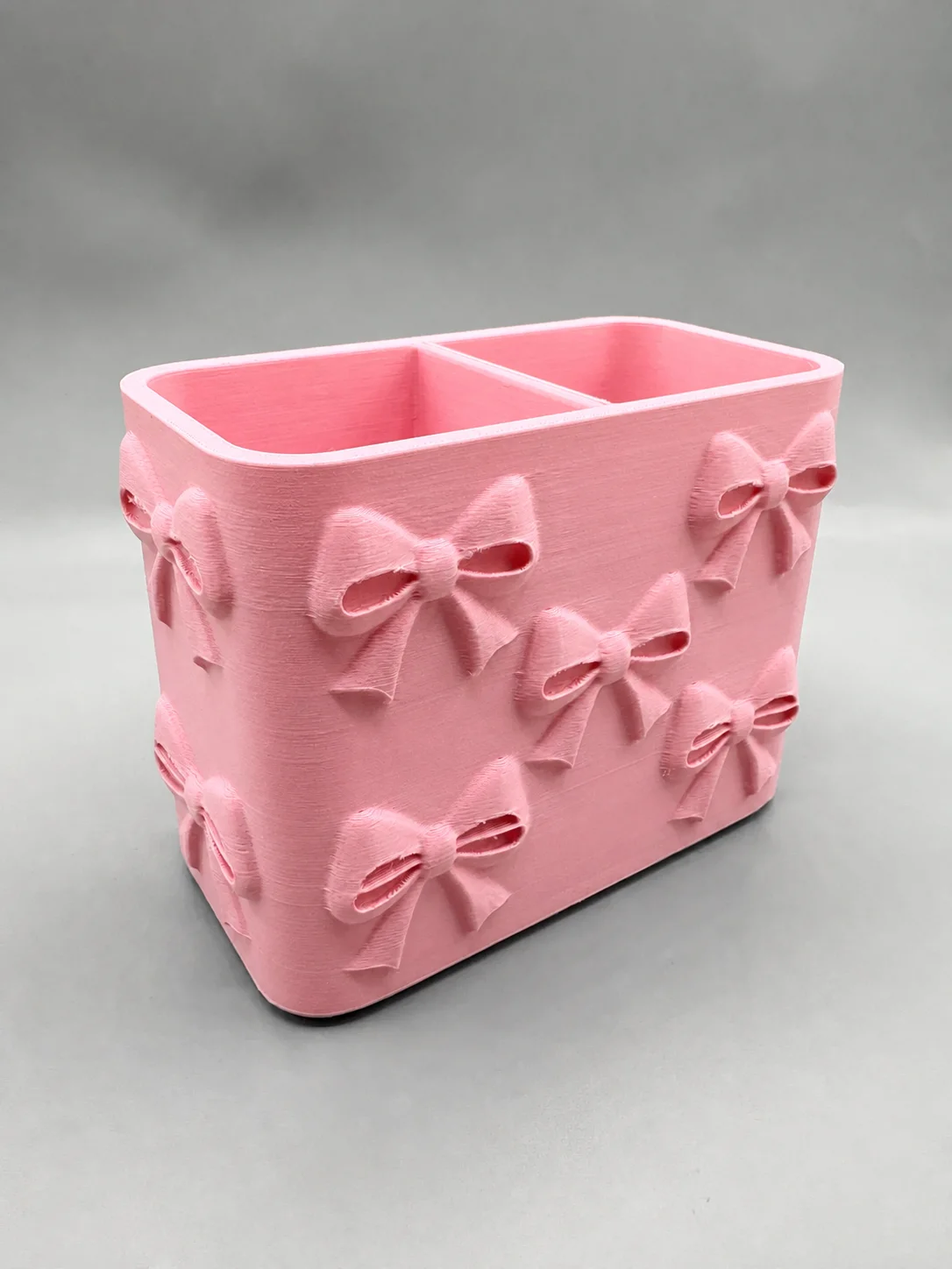 3D Baskı Fiyonk Desenli Bölmeli Kalemlik - Masaüstü Organizer - Pembe