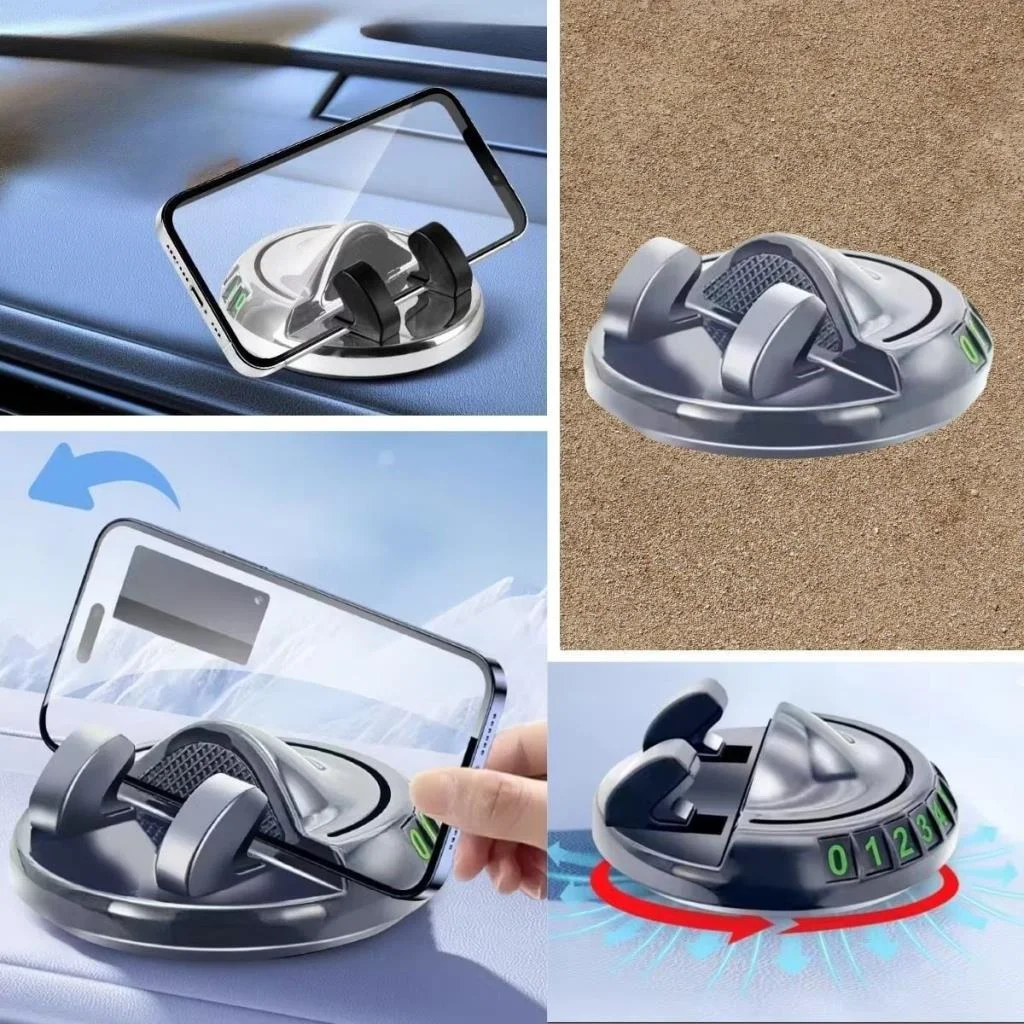 Numaratörlü Güçlü Yapışkanlı 360 Derece Dönebilen Su Geçirmez Araç İçi Telefon Tutucu Plastik Aparat görsel 3