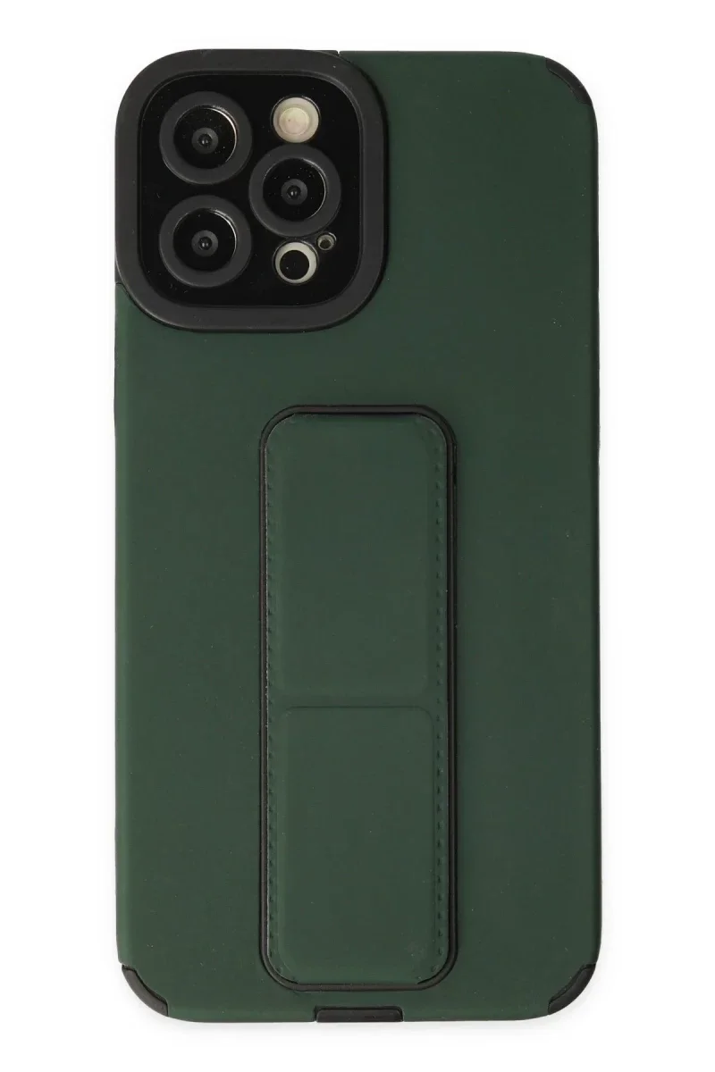 Apple iPhone 12 Pro Max Kılıf Mega Standlı Silikon - Yeşil