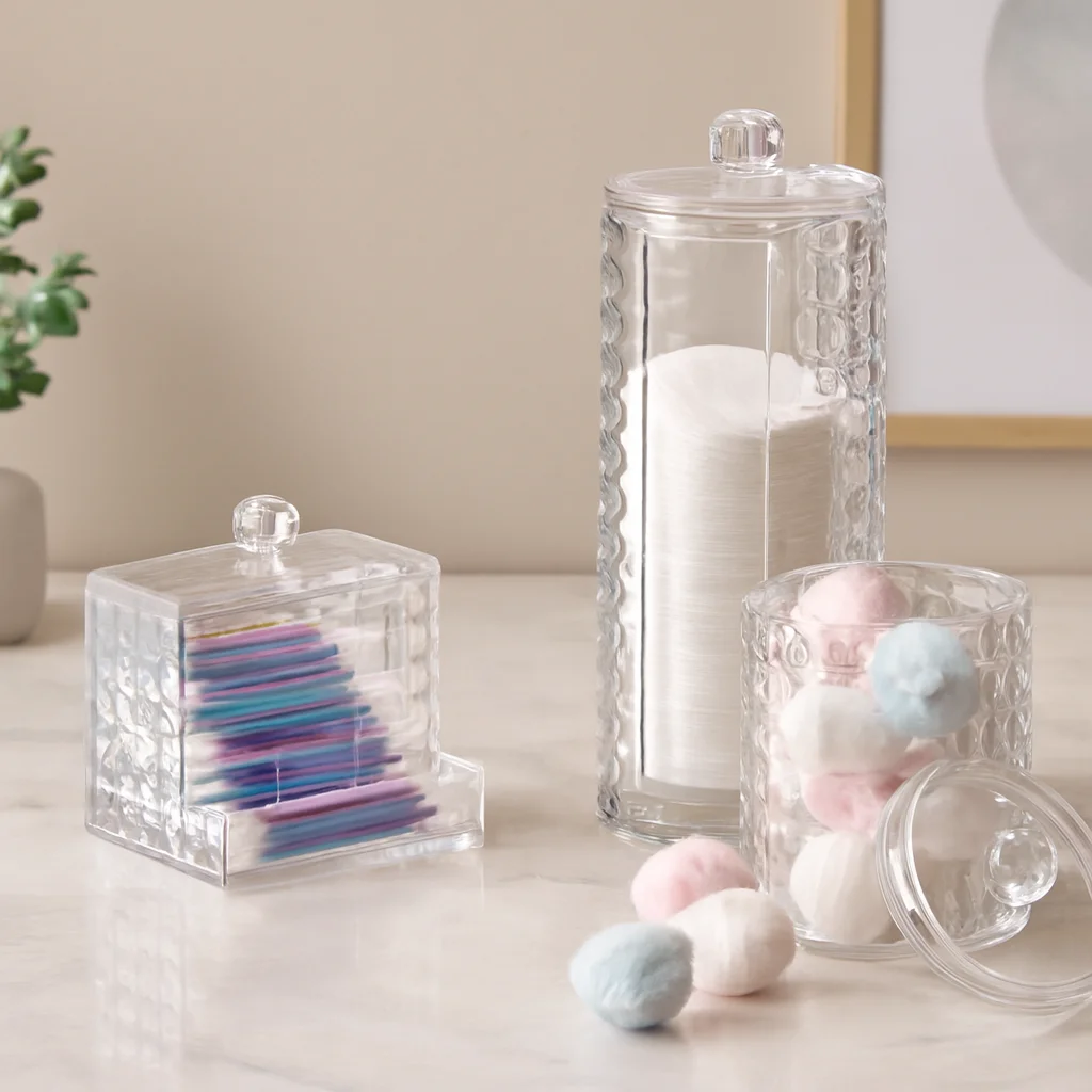 Mika Kristal Plastik Elmas Desenli Makyaj ve Banyo Organizer ( 3 Parça)