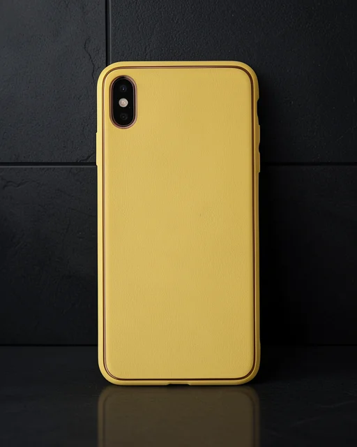 Apple İphone Xs Max Kılıf Coco Deri Silikon Kapak - Sarı