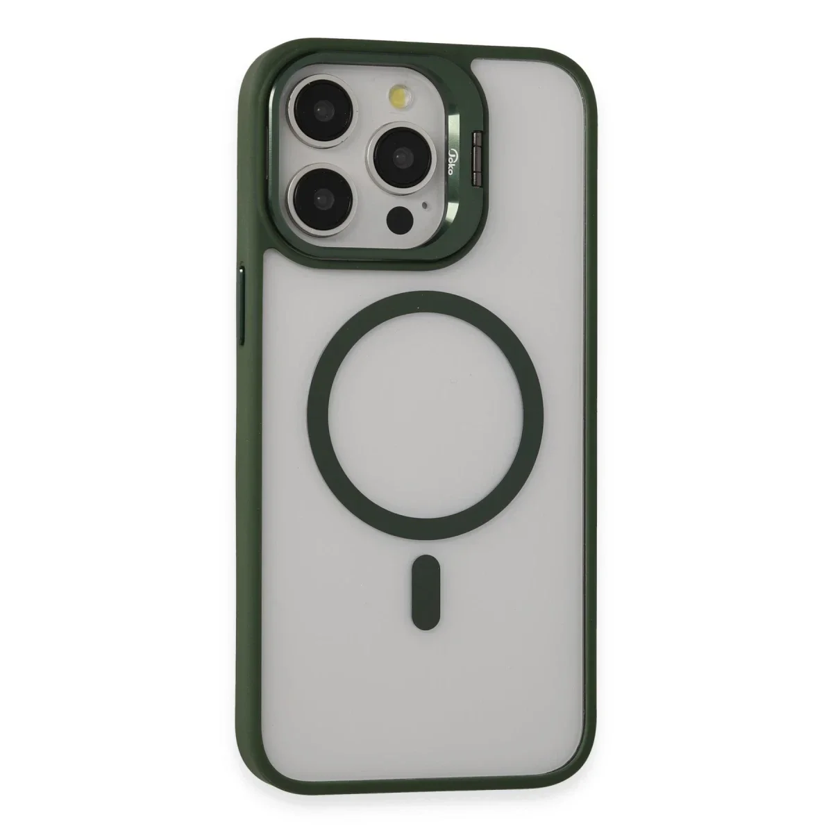 Joko Apple iPhone 15 Pro Kılıf Roblox Lens Magsafe Standlı Kapak - Koyu Yeşil