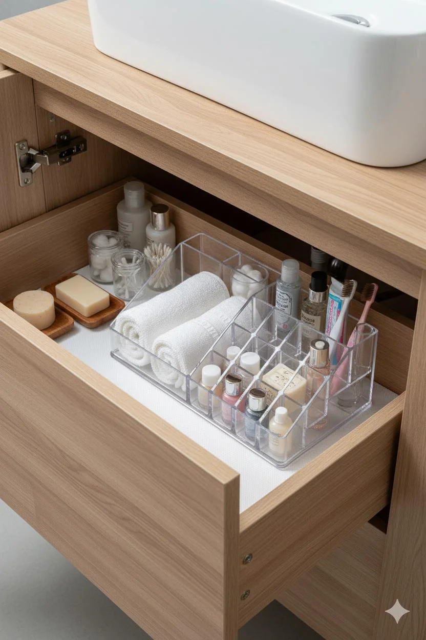 Şeffaf Akrilik Banyo Kozmetik Düzenleyici Organizer 13x22x8 cm görsel 2