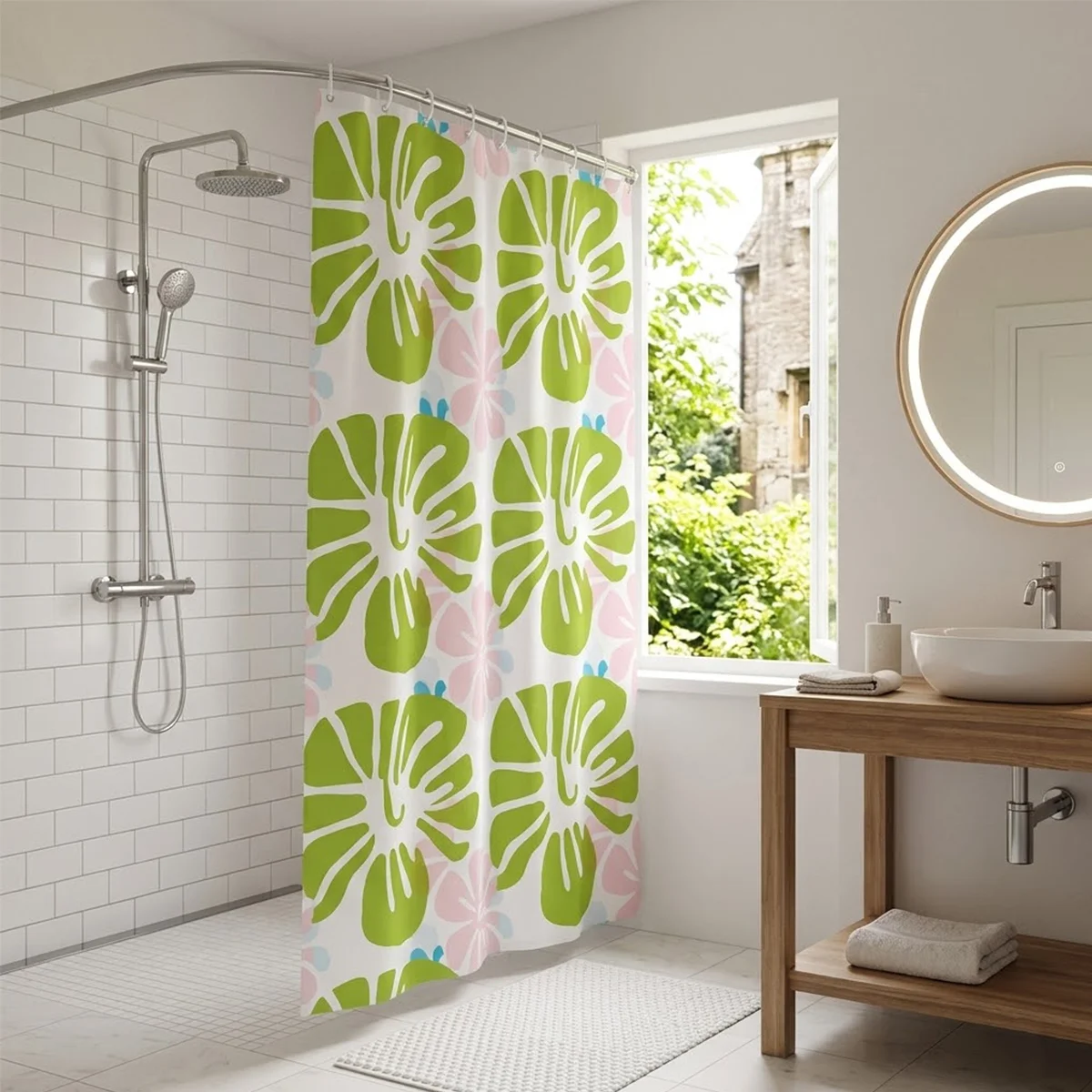 PVC Banyo Duş Perdesi 90x180 cm - 2'li, 12 Halka görsel 4