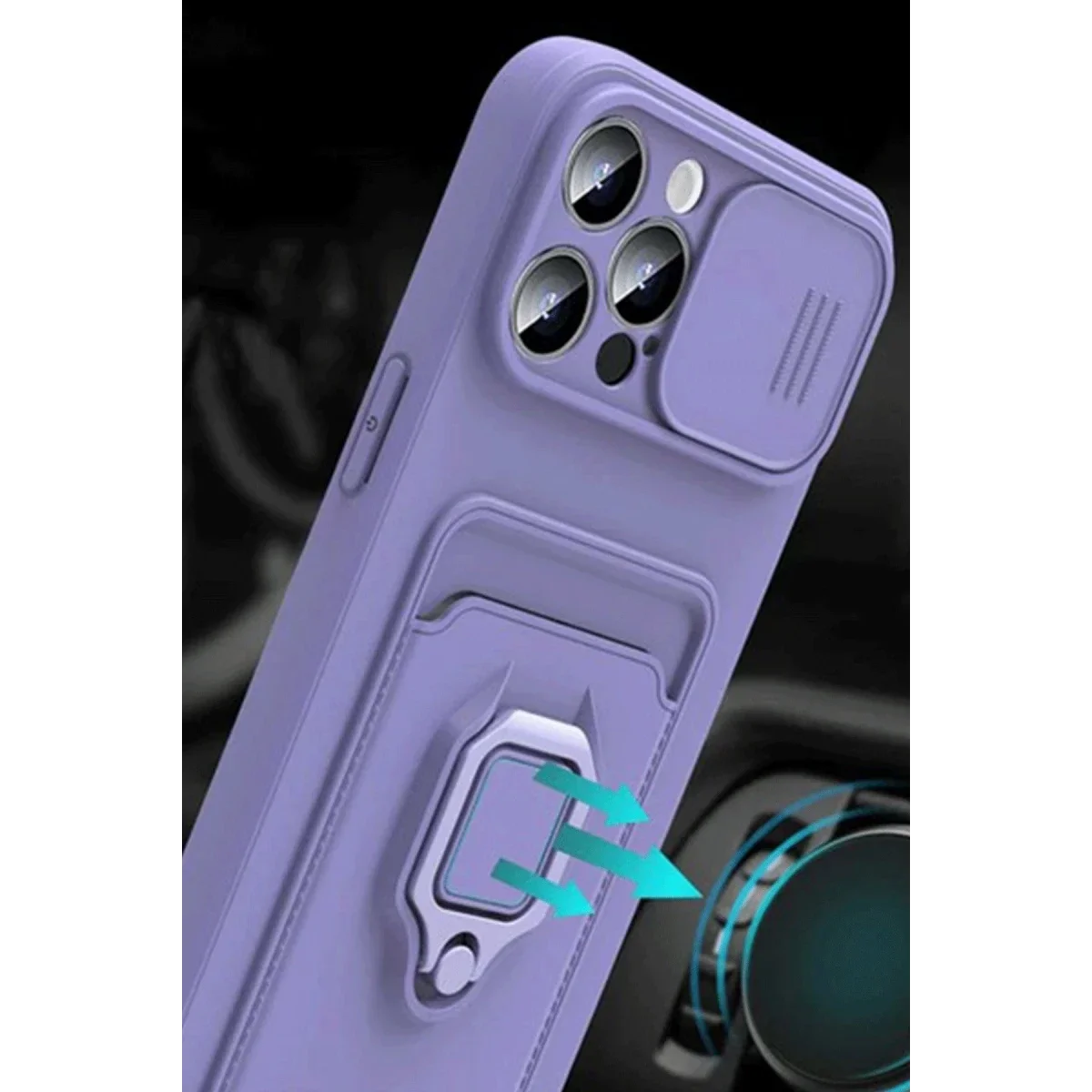 Xiaomi Mİ 11 Lite Kılıf Zuma Kartvizitli Yüzüklü Silikon - Siyah görsel 3