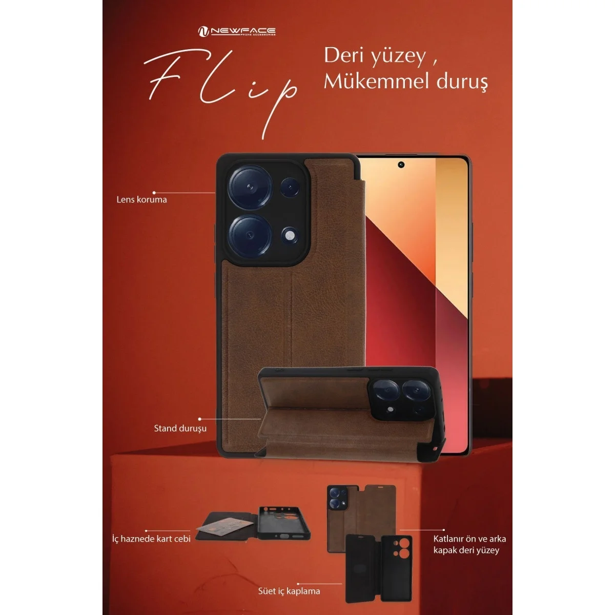 Xiaomi Redmi Note 13 Pro 5g Kılıf Flip Cover - Lacivert görsel 3