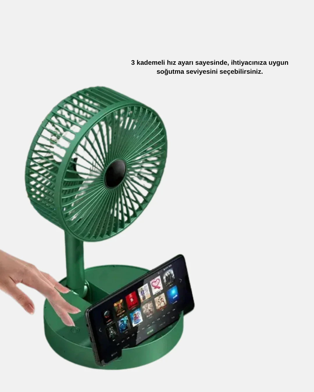 Taşınabilir Katlanabilir ni Fan 3 Kademeli Şarj Edilebilir görsel 3