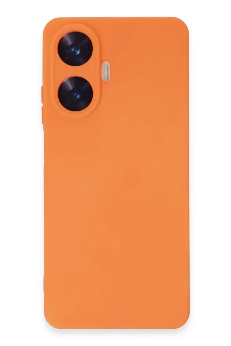 Realme C55 Kılıf Nano içi Kadife Silikon - Turuncu görsel 3