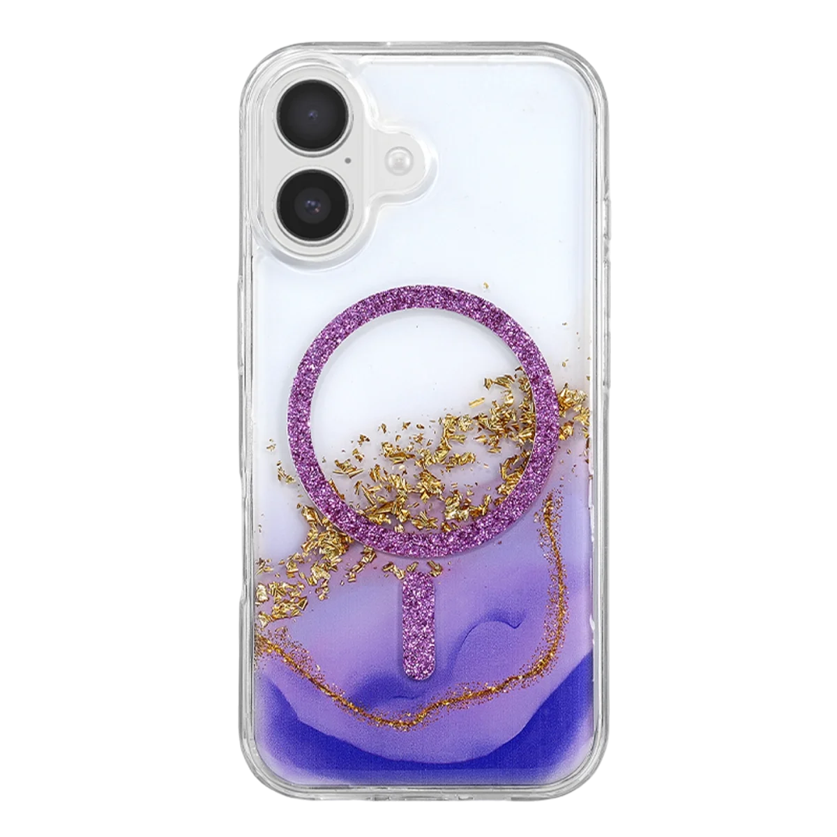 Onegif Apple İphone 17 Lotus Simli Magsafe Kapak - Mor görsel 3