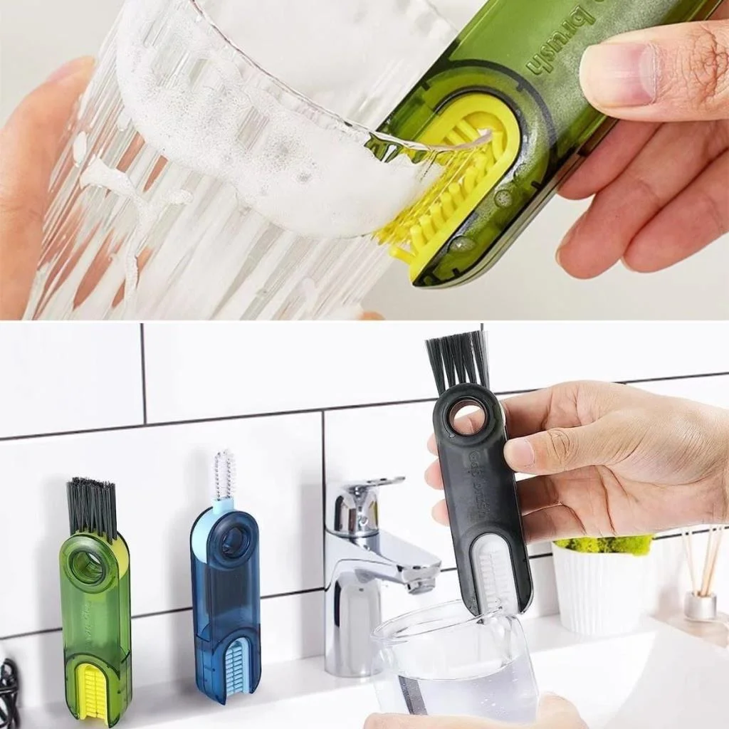 3 Fonksiyonlu Pratik Şişe Temizleme Fırçası Mutfak Banyo Araç İçin Çok Amaçlı Fırça (adet fiyatıdır) görsel 2