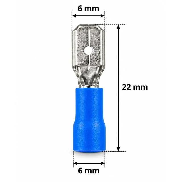 PM-39061 1,5-2,5mm2 Kesit 22x6x6mm Soket Mavi İzoleli Kablo Pabucu (100’lü Paket) görsel 3