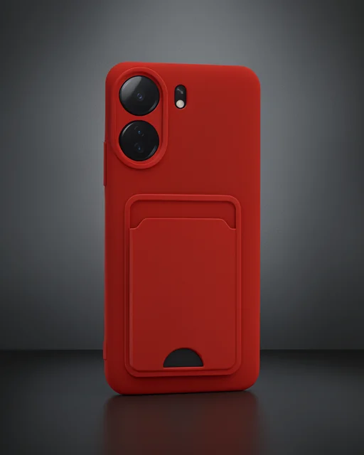 Xiaomi Redmi 13c Kılıf Kelvin Kartvizitli Silikon - Kırmızı