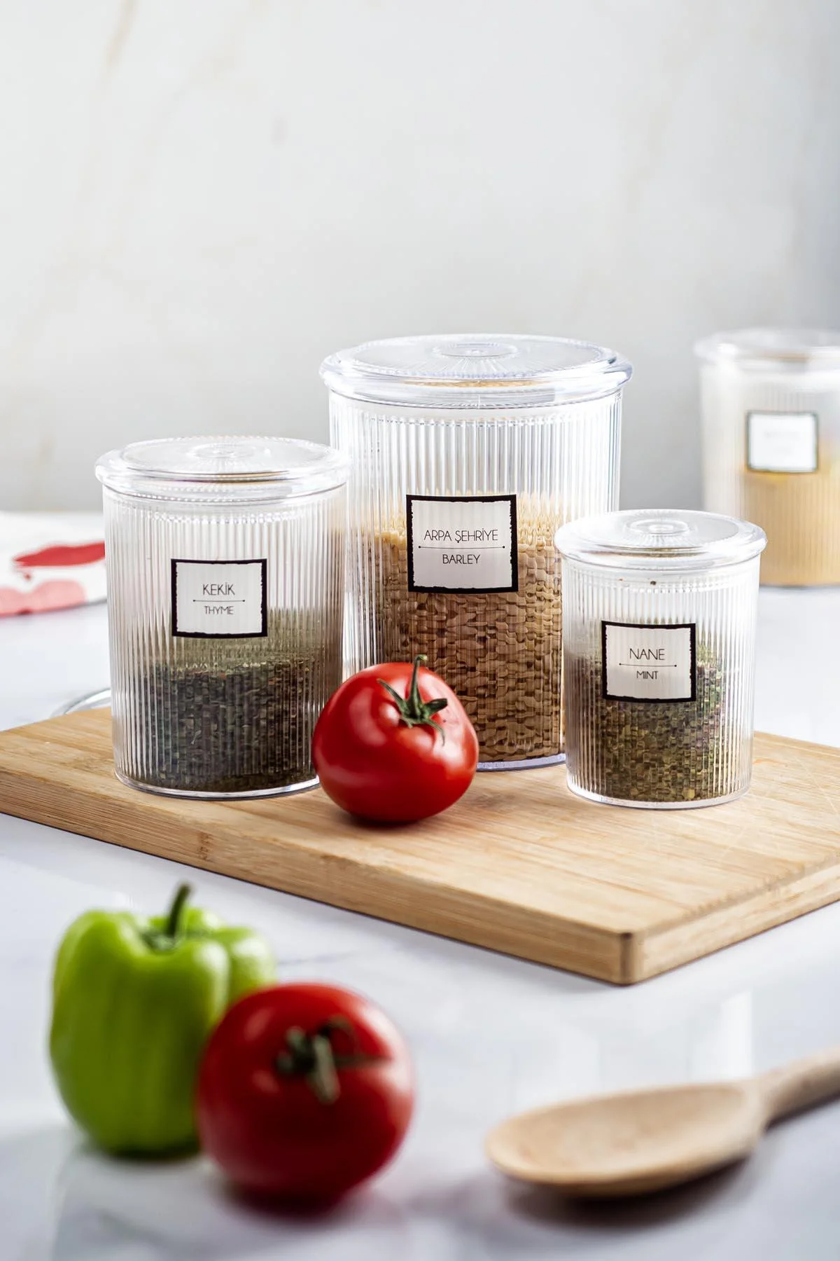 18'li Barok Yuvarlak 3 Boy Kavanoz Seti & Saklama Kabı & Erzak Kabı (6*2000 ML, 6*1000 ML,6*500 ML) görsel 3