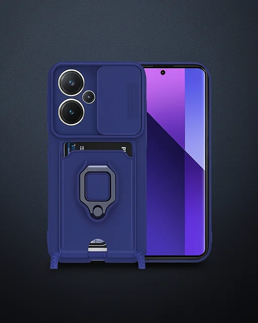 Xiaomi Redmi Note 13 Pro Plus Kılıf Zuma Kartvizitli Yüzüklü Silikon - Lacivert