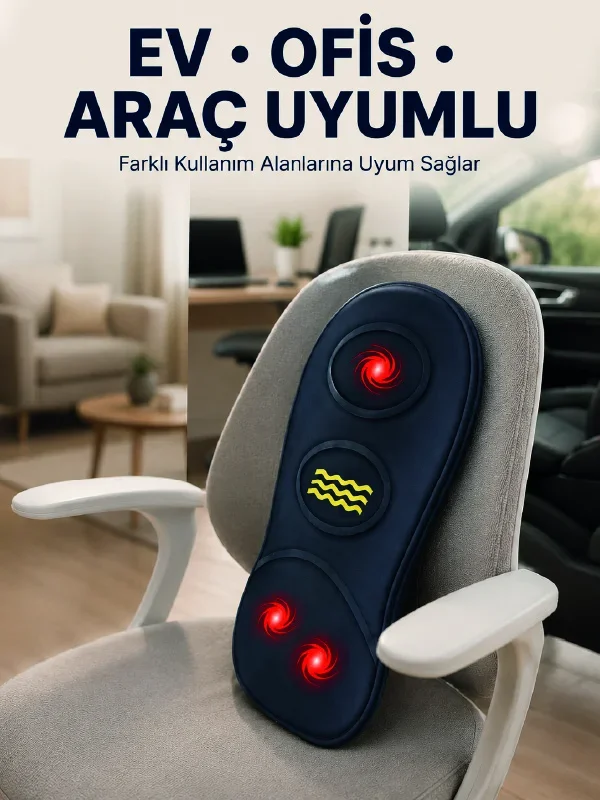 Isıtmalı Bel Masaj nderi Ev Ofis Araç Uyumlu Titreşimli Destek