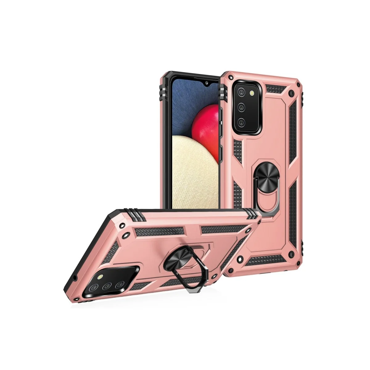 Samsung Galaxy A03s Kılıf Sofya Yüzüklü Silikon Kapak - Rose görsel 2