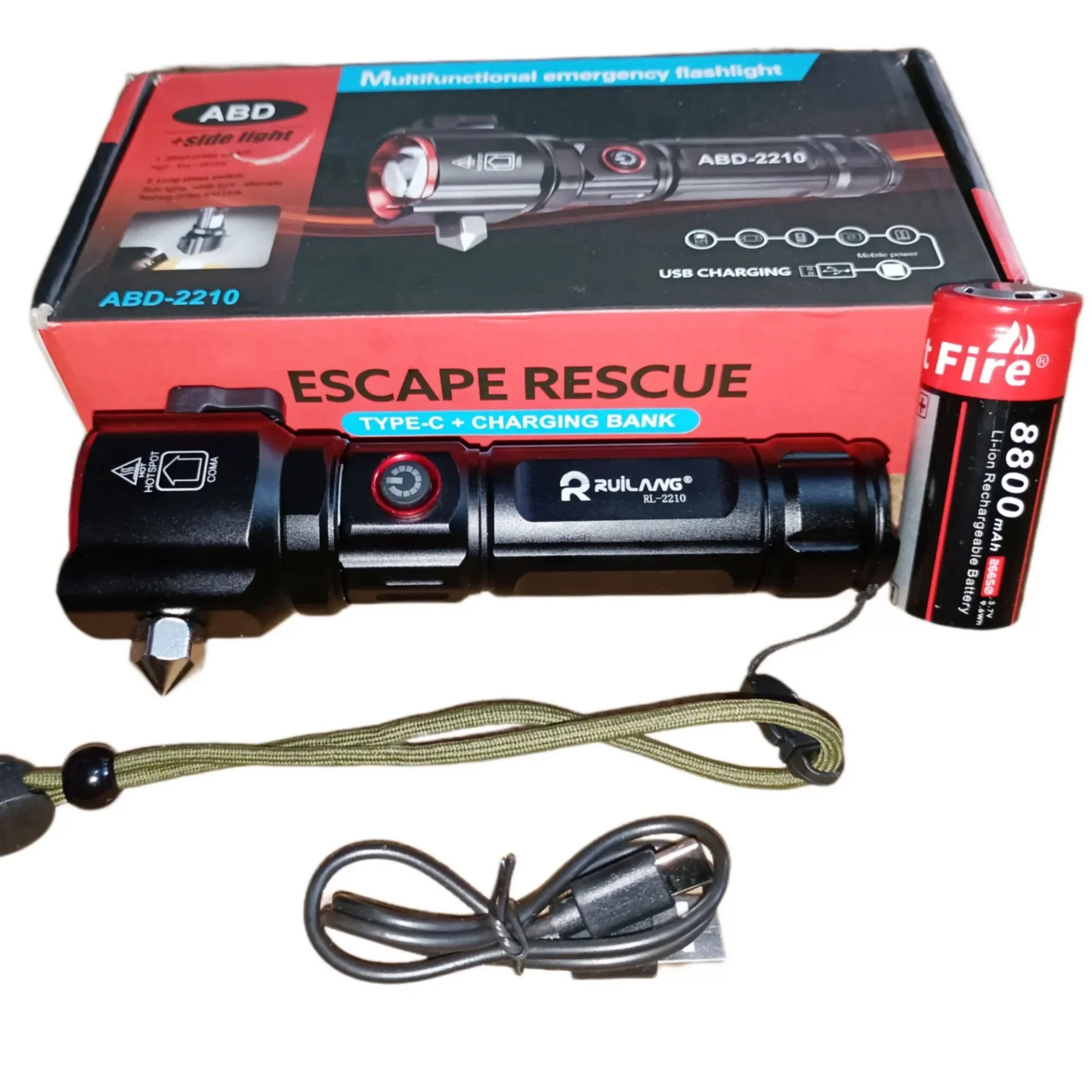 Şarjlı El Feneri Yüksek Güçlü LED Işık USB ile Şarj ESCAPE RESCUE görsel 3