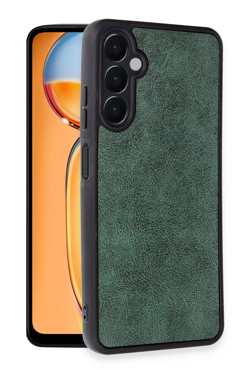 Samsung Galaxy A25 5G Kılıf Aras Deri Kapak - Koyu Yeşil görsel 2