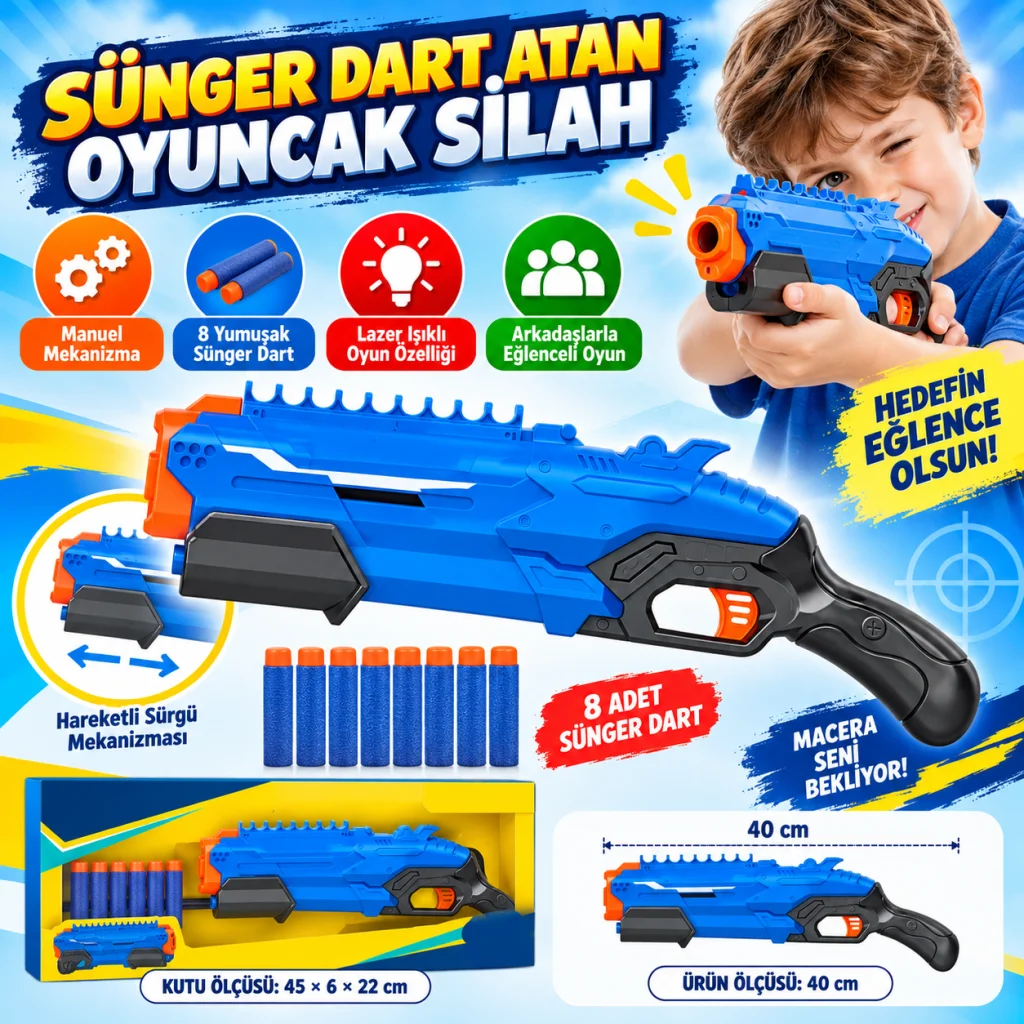 Sünger Dart Atan Silah 40 cm görsel 2