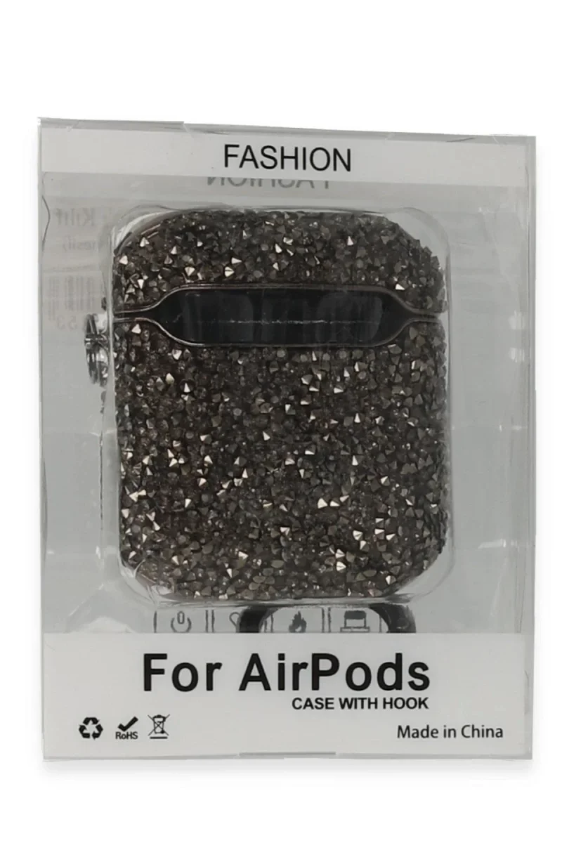Apple Airpods 2 (2.nesil) ra Taşlı Kılıf - Siyah görsel 3
