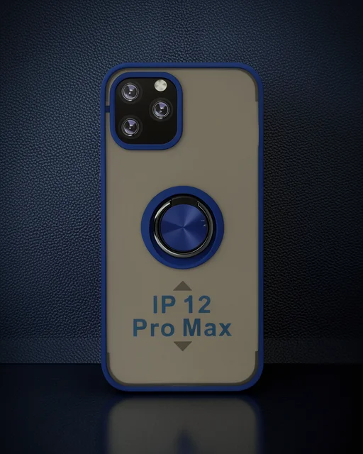 Apple İphone 12 Pro Kılıf Montreal Yüzüklü Silikon Kapak - Lacivert