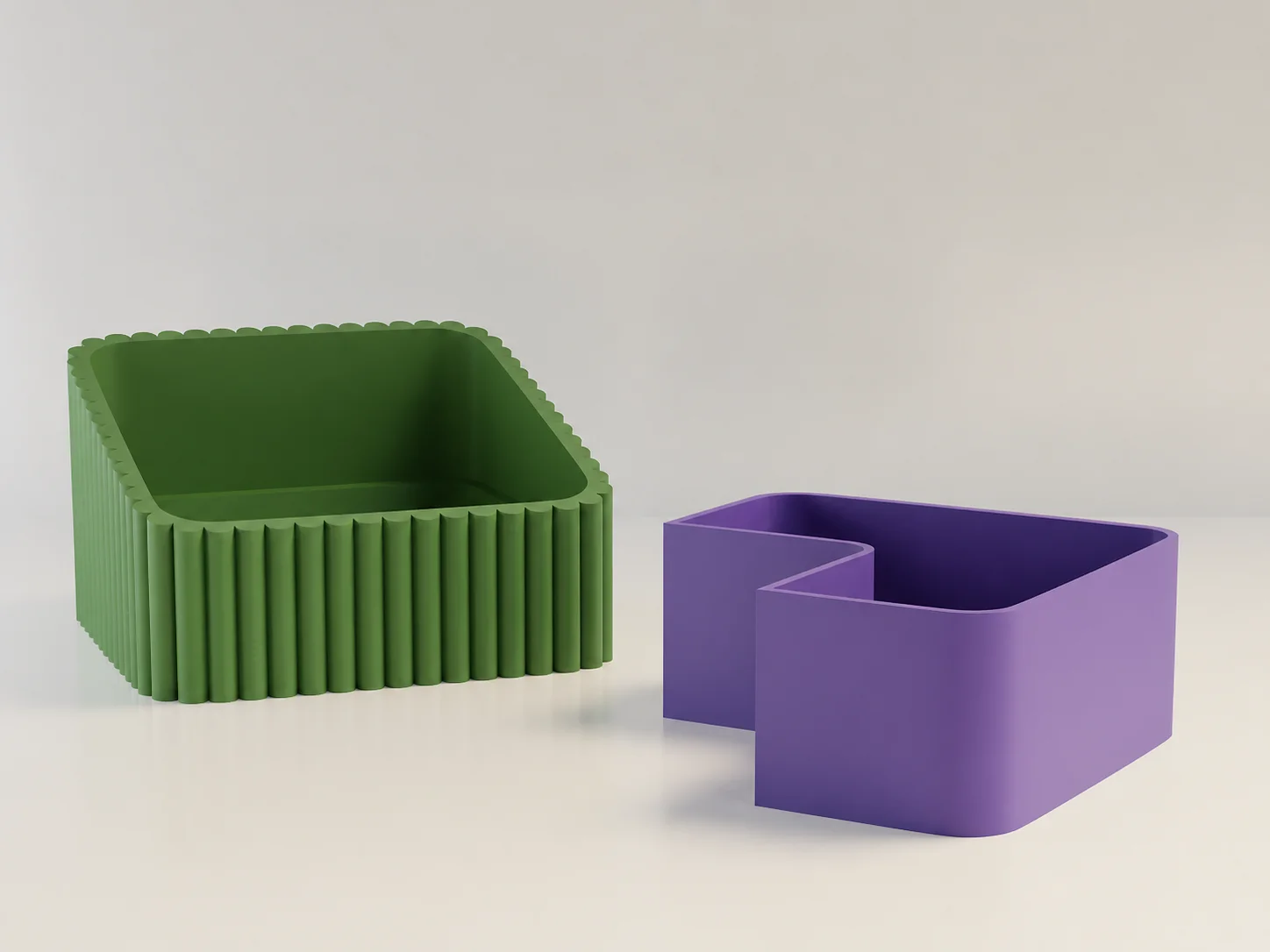 3D Baskı Fıstık Kasesi - Çift Hazneli Kabuk Ayırıcı Sunum Kasesi - Yeşil Mor görsel 2