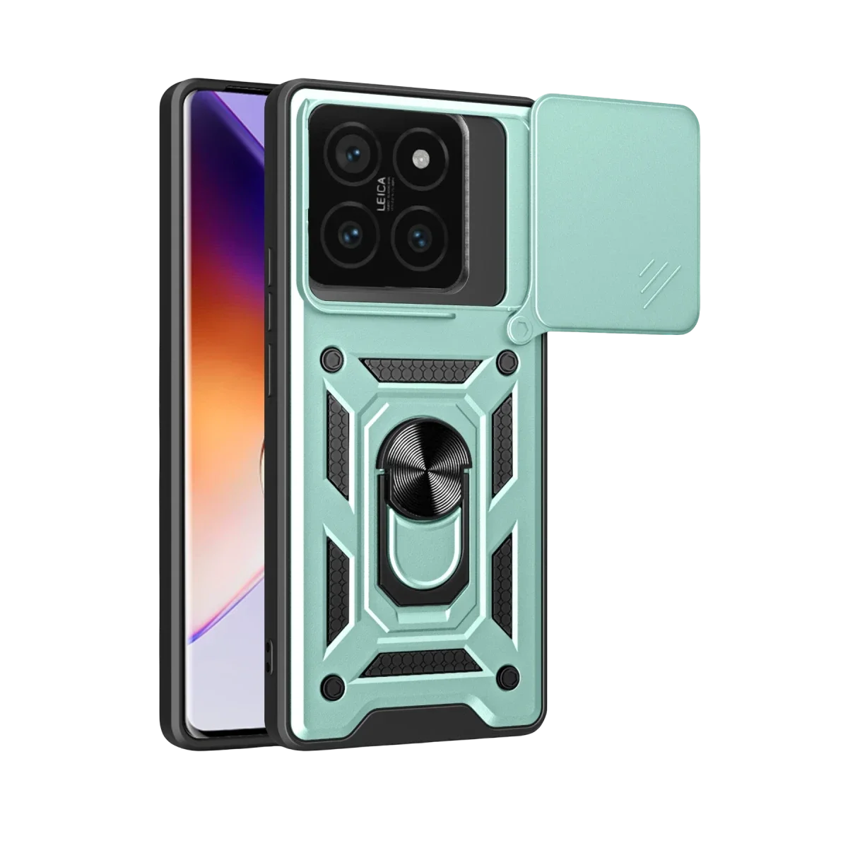 Xiaomi Mi 14T Pro Kılıf Pars Lens Yüzüklü Silikon - Yeşil