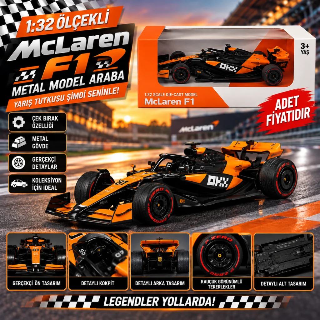 RW5232 1:32 MCLAREN F1 ÇEK BIRAK ARABA LİSANSLI METAL MODEL ARABA (adet fiyatıdır)