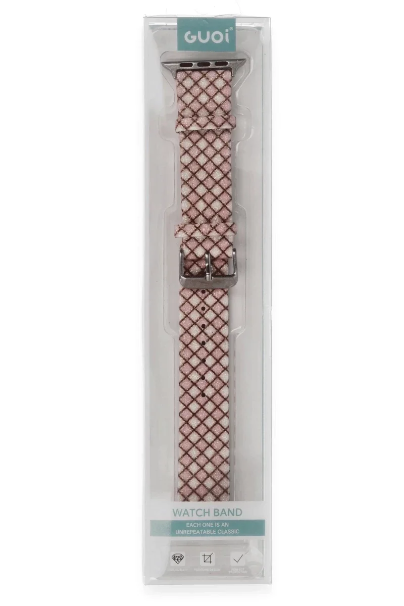 Apple Watch 42mm Karo Motif Kordon - Pembe görsel 2