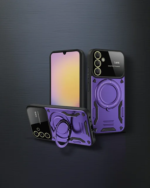 Samsung Galaxy A35 5g Kılıf Joy Lens Standlı Kapak - Mor