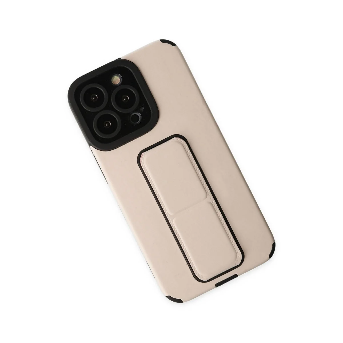 Apple İphone 13 Pro Max Kılıf Mega Standlı Silikon - Gold görsel 2
